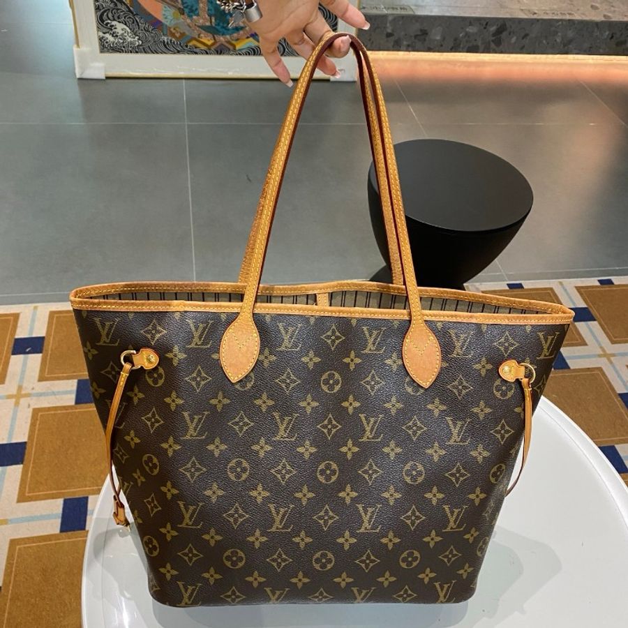 LV路易威登Neverfull老花中号米色内里托特包购物袋31*28*14-29