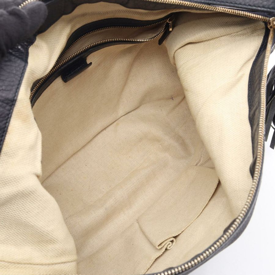 GUCCI Soho Interlocking G 單肩手提包 295175 皮革 海軍藍 二手 女士-2