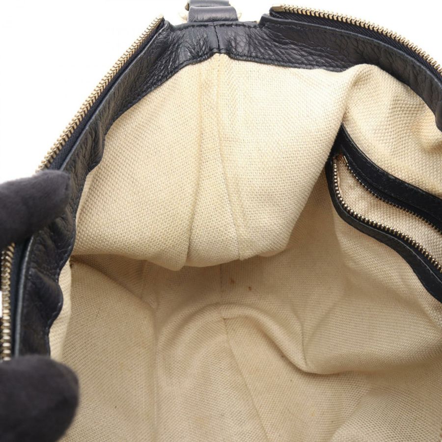 GUCCI Soho Interlocking G 單肩手提包 295175 皮革 海軍藍 二手 女士-8
