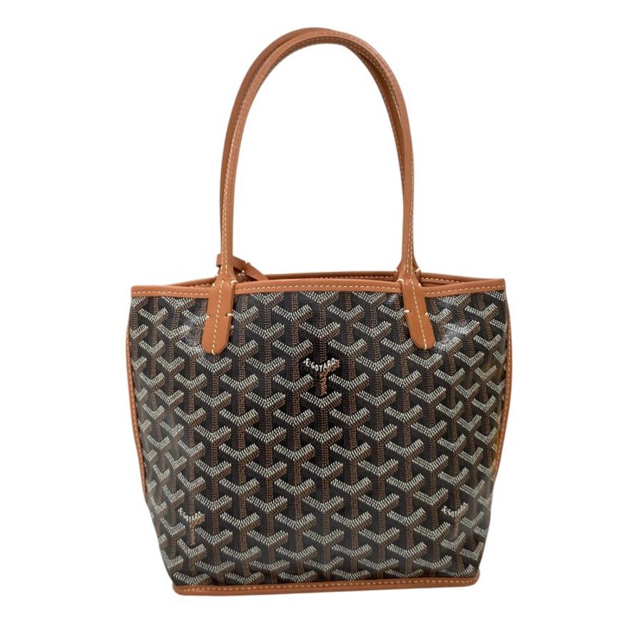 GOYARD 高雅德 ANJOU MINI 翻轉雙面 購物包 老花/棕色 銀釦-2
