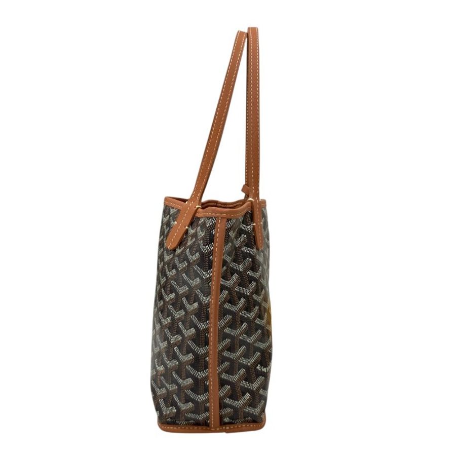 GOYARD 高雅德 ANJOU MINI 翻轉雙面 購物包 老花/棕色 銀釦-3