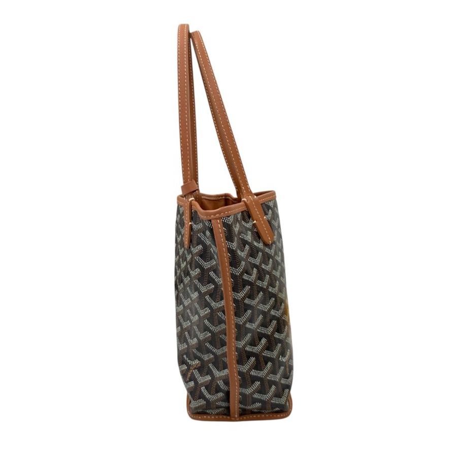 GOYARD 高雅德 ANJOU MINI 翻轉雙面 購物包 老花/棕色 銀釦-4