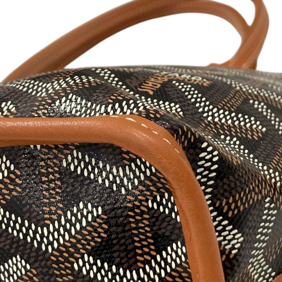 GOYARD 高雅德 ANJOU MINI 翻轉雙面 購物包 老花/棕色 銀釦-6