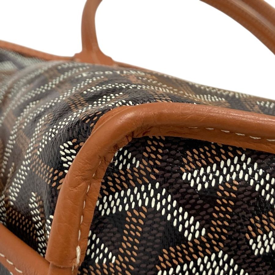 GOYARD 高雅德 ANJOU MINI 翻轉雙面 購物包 老花/棕色 銀釦-9