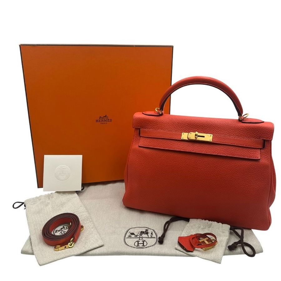 【美收精品】HERMES 牡丹紅Kelly32 C-700【隔月月中將轉賣至日本 上架期限30天】-0
