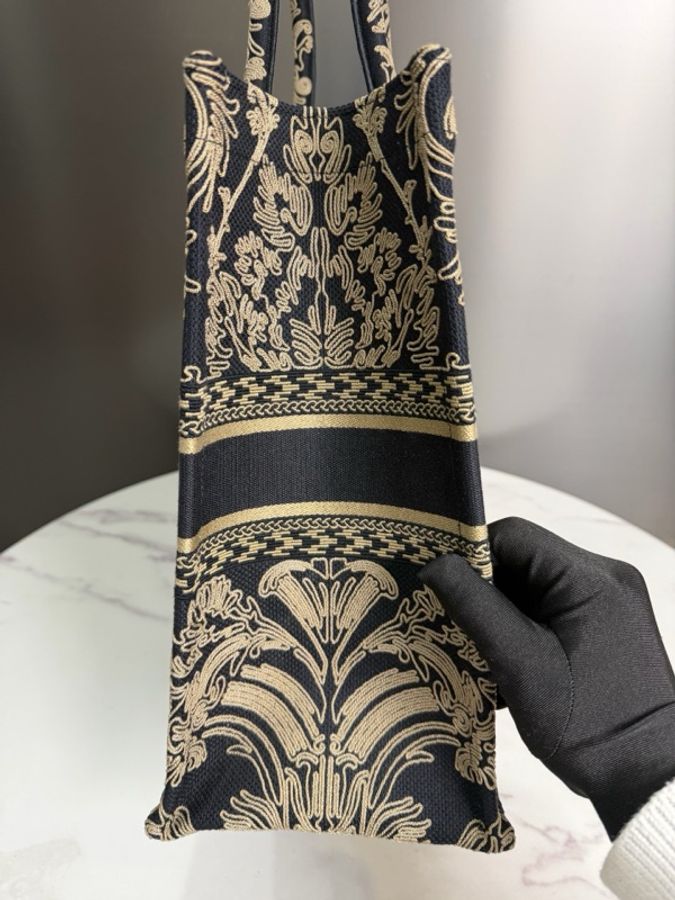DIOR迪奧 大號BookTote Ornamental圖案線跡刺繡效果托特Tote購物袋手提包,男女同款 尺寸42×35cm-13