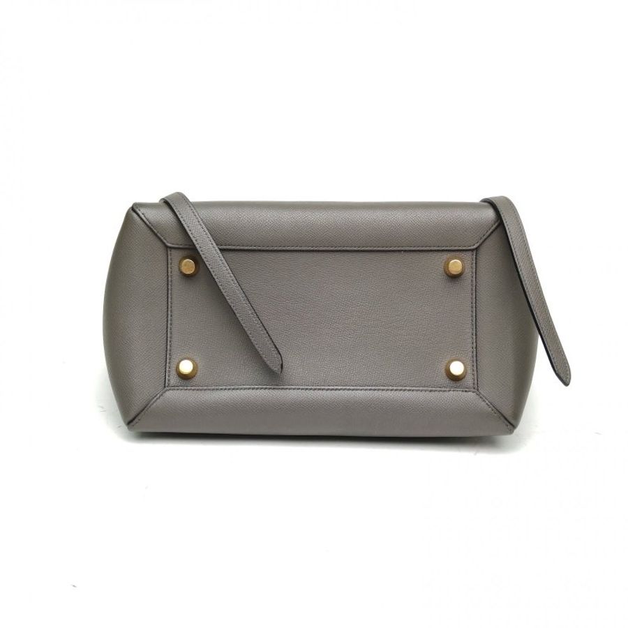 CELINE Belt鯰魚包Mini灰色牛皮革金扣肩背包-4