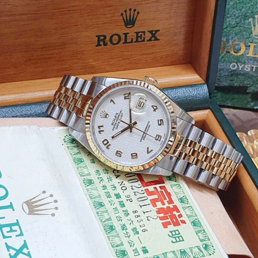 【大眾名錶】ROLEX勞力士 16233 Datejust 蠔式日誌 半金款 米白色紀念面 阿拉伯數字 大眾名錶G350-1