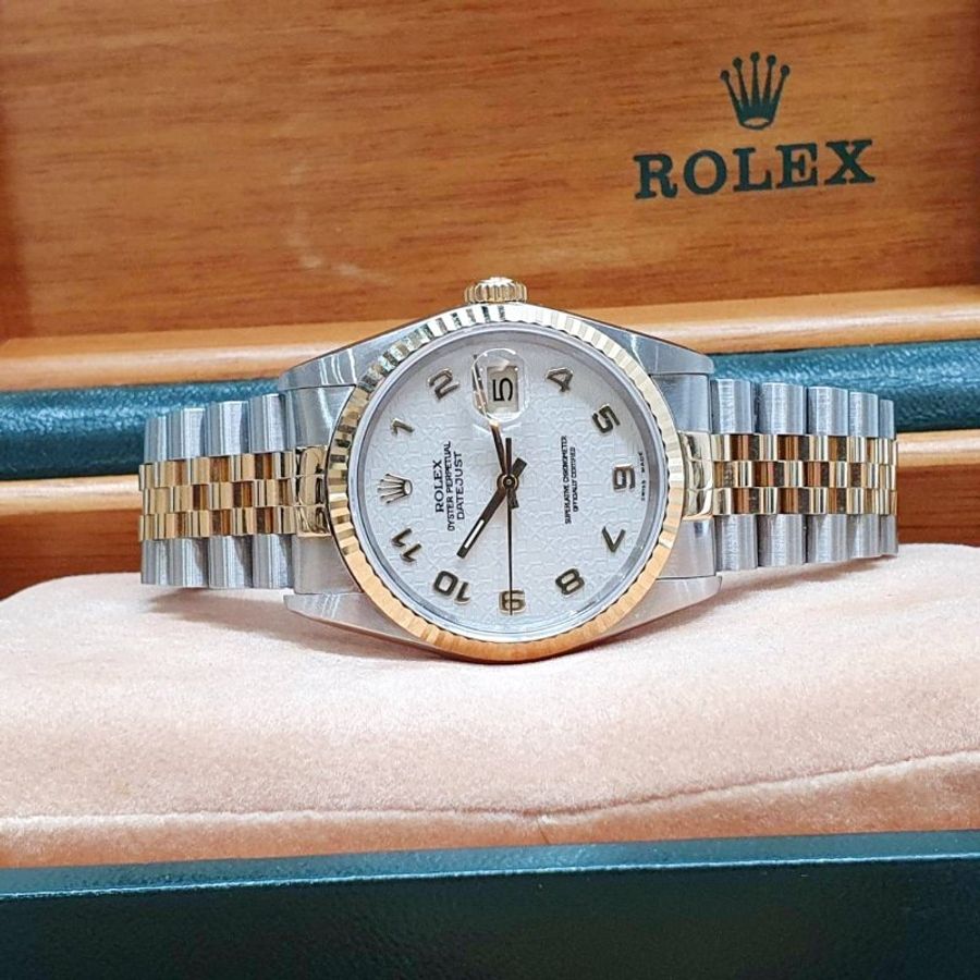 【大眾名錶】ROLEX勞力士 16233 Datejust 蠔式日誌 半金款 米白色紀念面 阿拉伯數字 大眾名錶G350-3