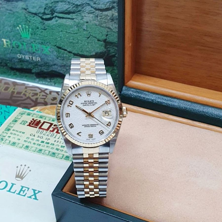 【大眾名錶】ROLEX勞力士 16233 Datejust 蠔式日誌 半金款 米白色紀念面 阿拉伯數字 大眾名錶G350-4