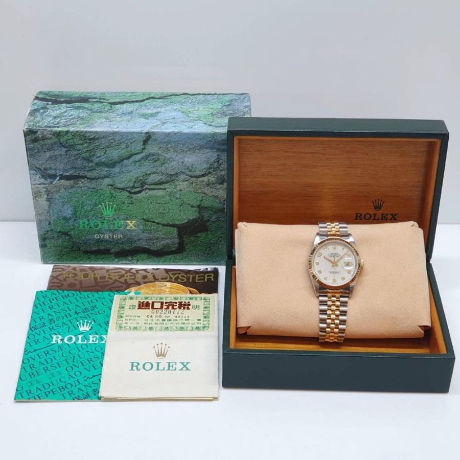 【大眾名錶】ROLEX勞力士 16233 Datejust 蠔式日誌 半金款 米白色紀念面 阿拉伯數字 大眾名錶G350-9
