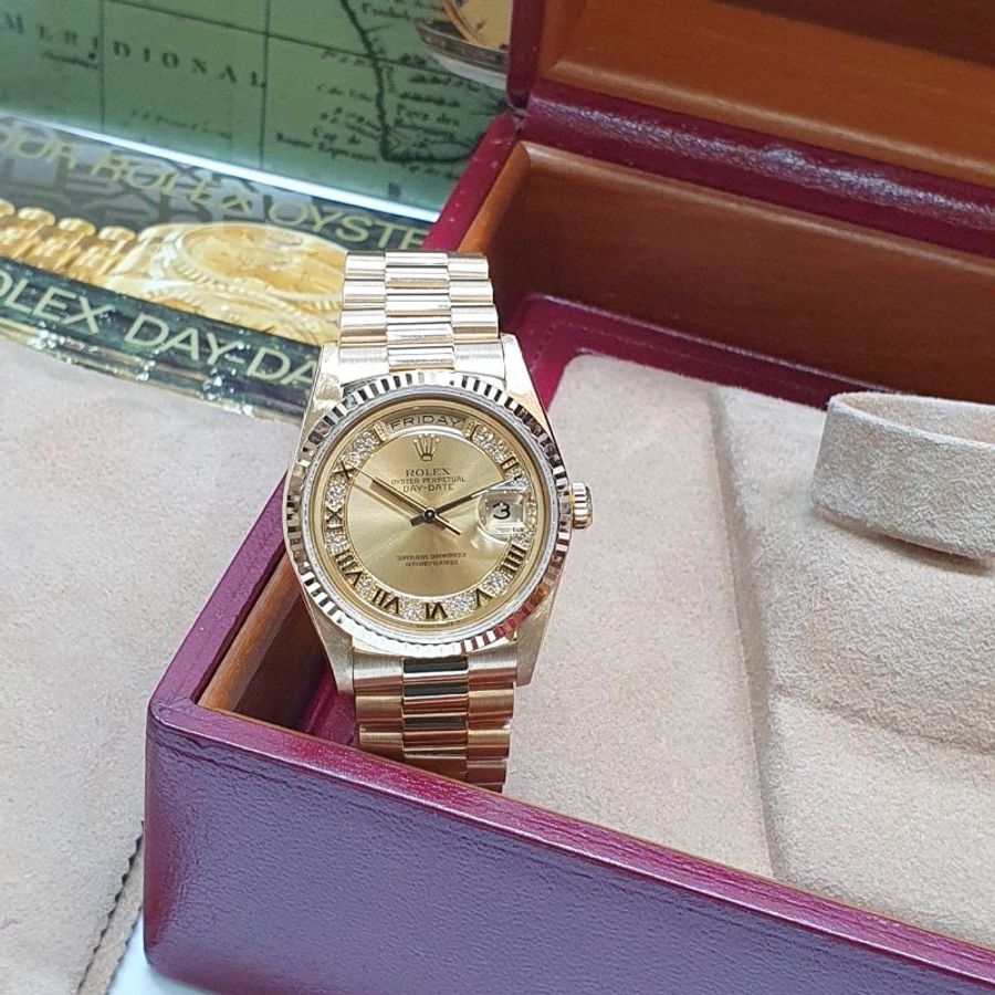 【大眾名錶】ROLEX勞力士 18238 Day-Date 18K金 稀有DD款 原廠MR多層鑽面盤 大眾名錶B1452-1