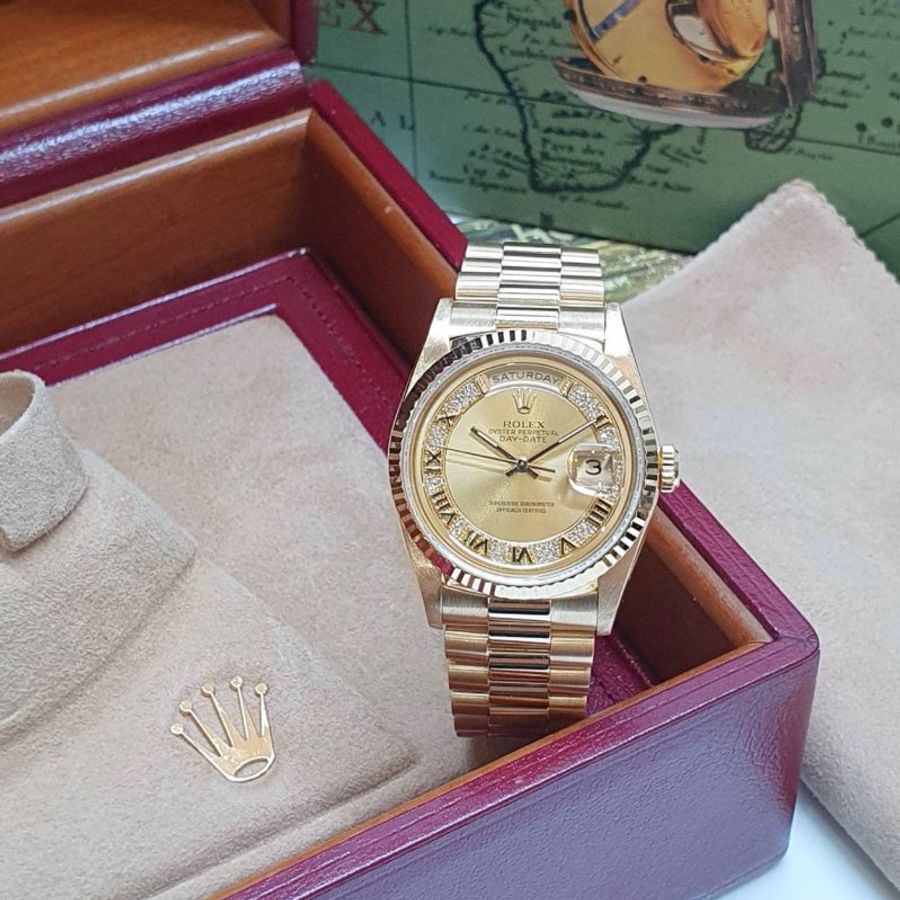 【大眾名錶】ROLEX勞力士 18238 Day-Date 18K金 稀有DD款 原廠MR多層鑽面盤 大眾名錶B1452-3