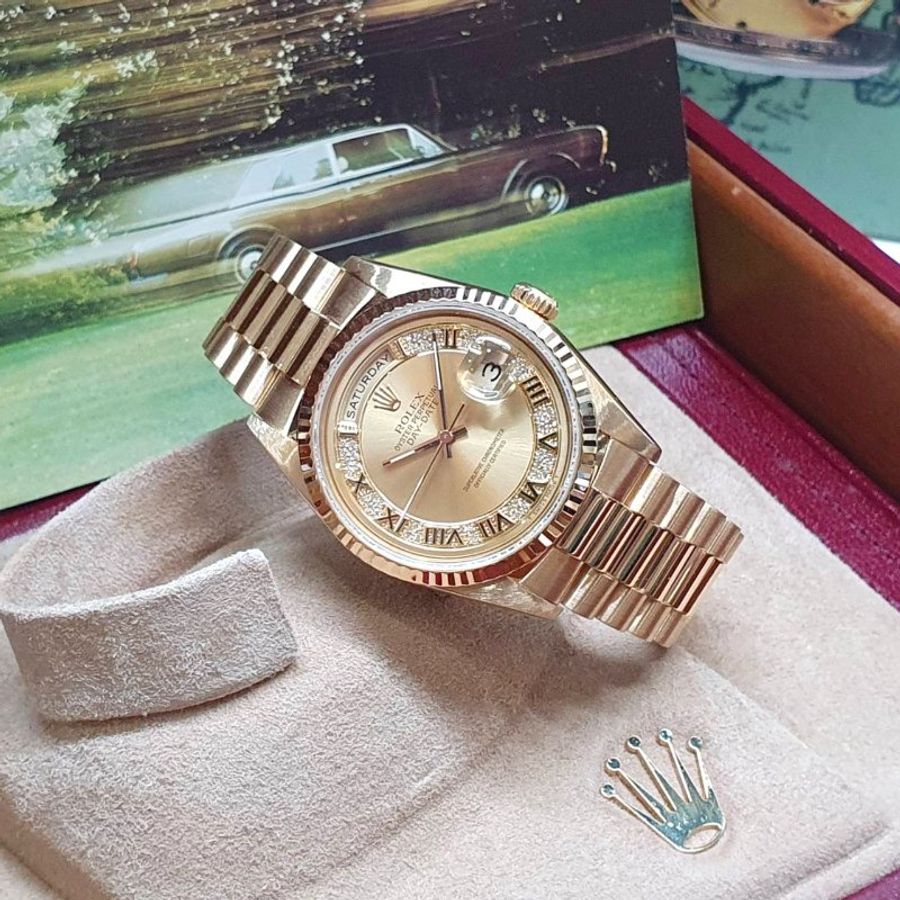 【大眾名錶】ROLEX勞力士 18238 Day-Date 18K金 稀有DD款 原廠MR多層鑽面盤 大眾名錶B1452-4