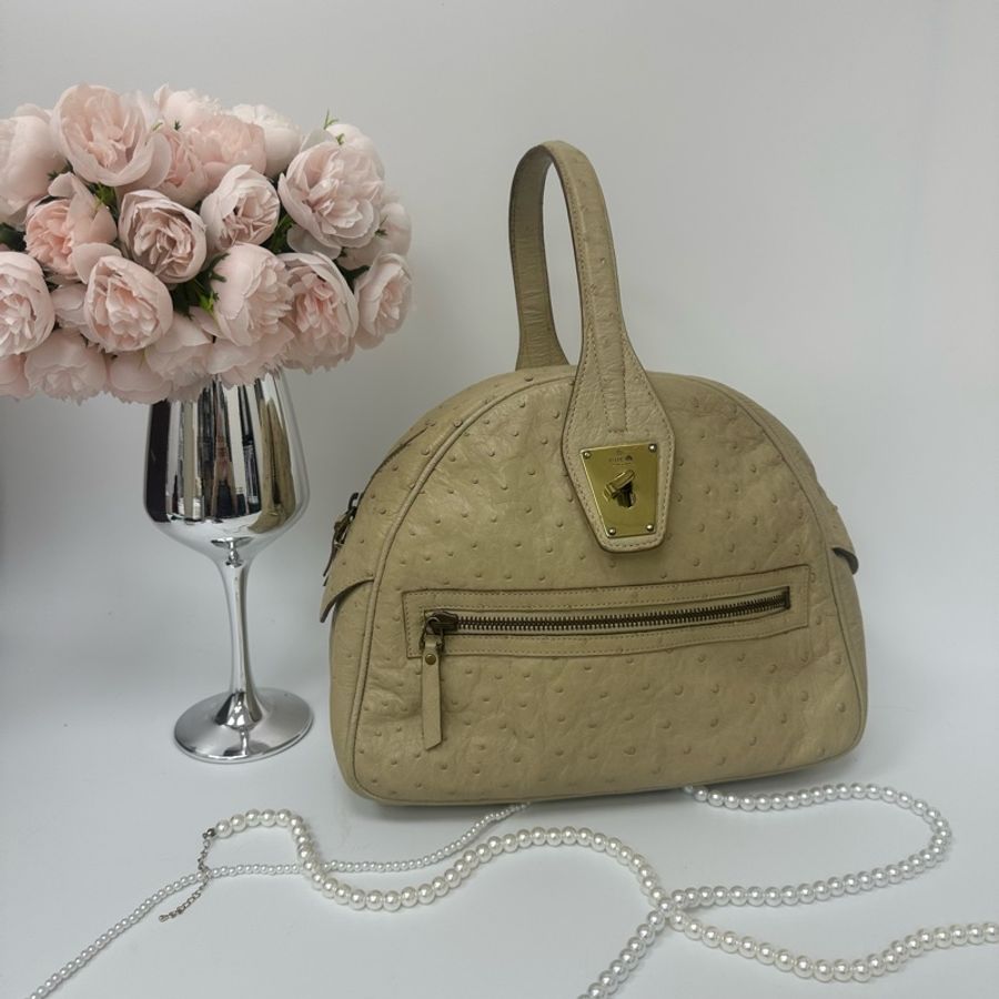 【赫蒂國際精品】 Gucci 鴕鳥皮半圓形手提肩背包 vintage 二手 中古-1