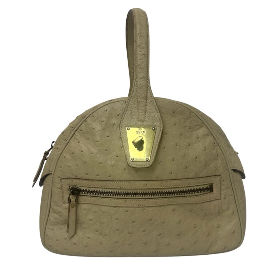 【赫蒂國際精品】 Gucci 鴕鳥皮半圓形手提肩背包 vintage 二手 中古-4