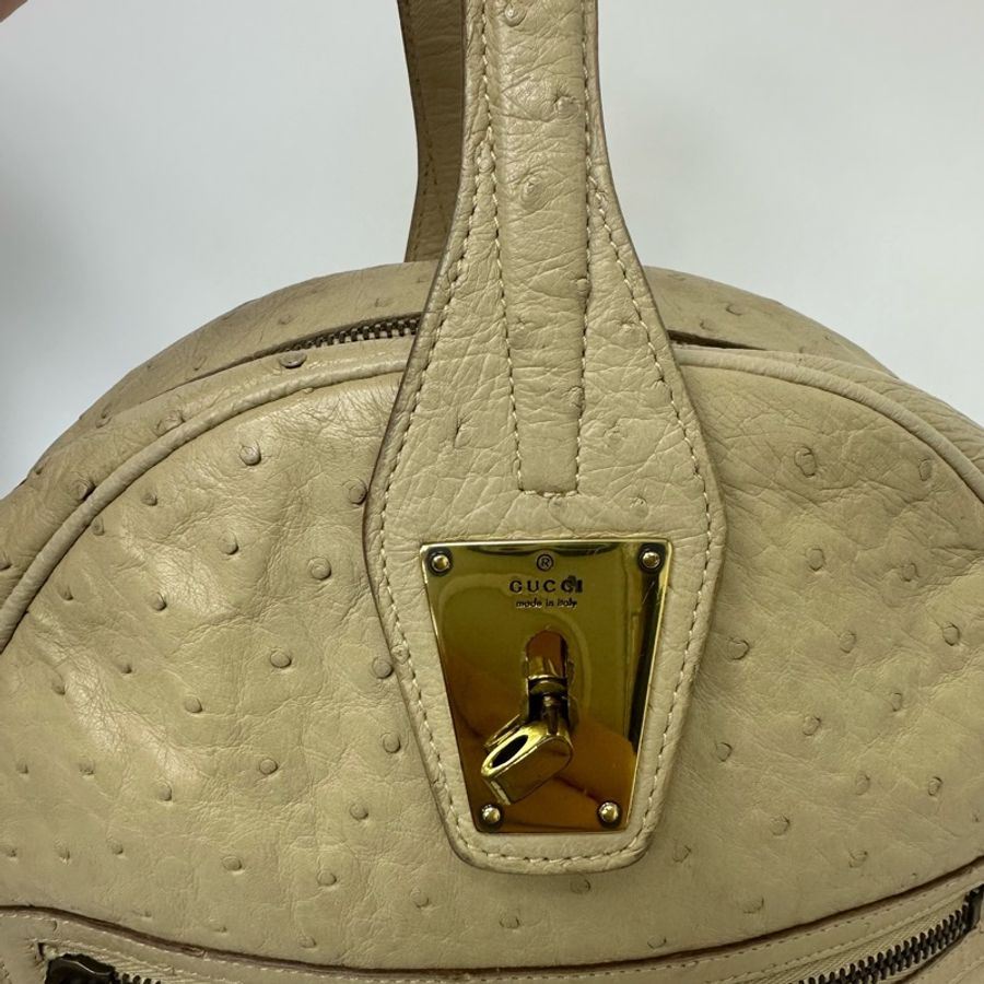 【赫蒂國際精品】 Gucci 鴕鳥皮半圓形手提肩背包 vintage 二手 中古-14