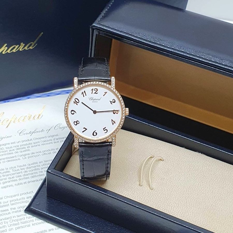 【大眾名錶】CHOPARD 蕭邦163154-5011 Classic系列 18K金 白色數字面 原廠鑽圈鑽腳 大眾名錶B1453-1