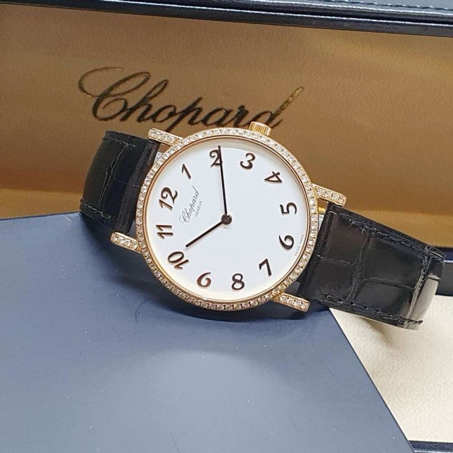 【大眾名錶】CHOPARD 蕭邦163154-5011 Classic系列 18K金 白色數字面 原廠鑽圈鑽腳 大眾名錶B1453-2