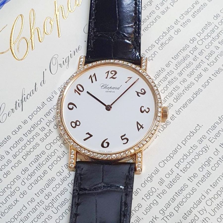 【大眾名錶】CHOPARD 蕭邦163154-5011 Classic系列 18K金 白色數字面 原廠鑽圈鑽腳 大眾名錶B1453-6