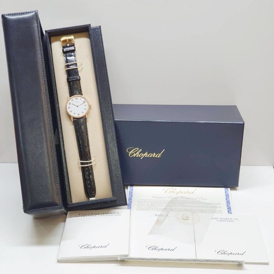【大眾名錶】CHOPARD 蕭邦163154-5011 Classic系列 18K金 白色數字面 原廠鑽圈鑽腳 大眾名錶B1453-9