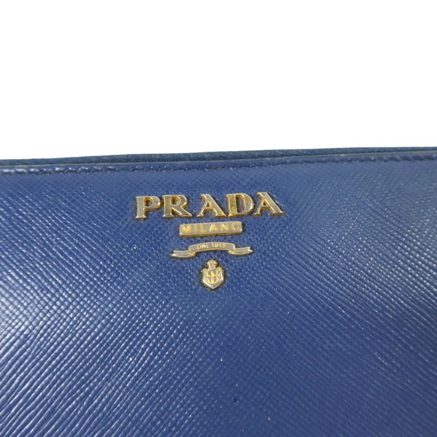 PRADA Saffiano皮革Zipper Long Wallet金扣長錢包-5