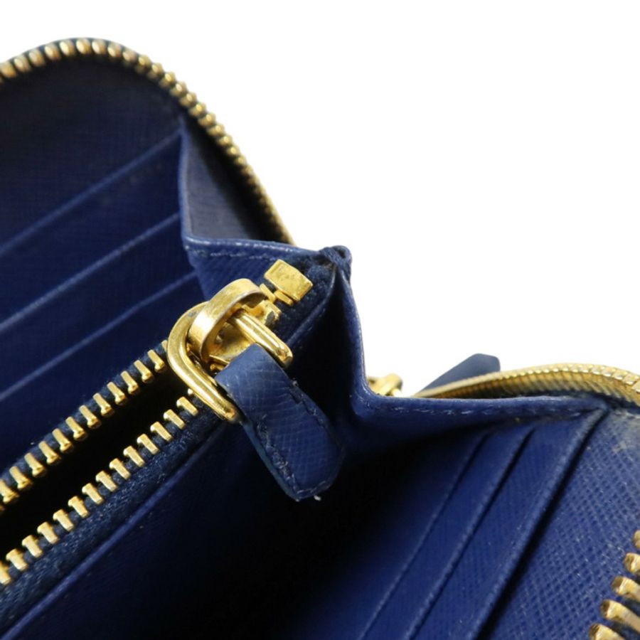 PRADA Saffiano皮革Zipper Long Wallet金扣長錢包-6