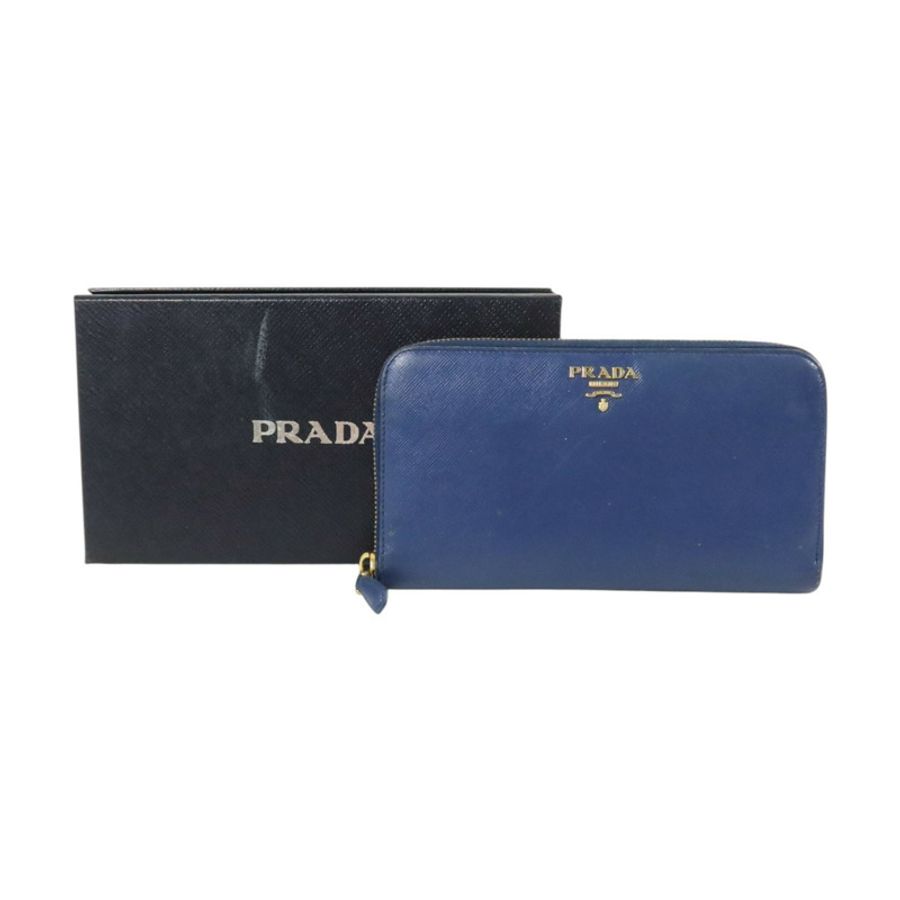 PRADA Saffiano皮革Zipper Long Wallet金扣長錢包-7