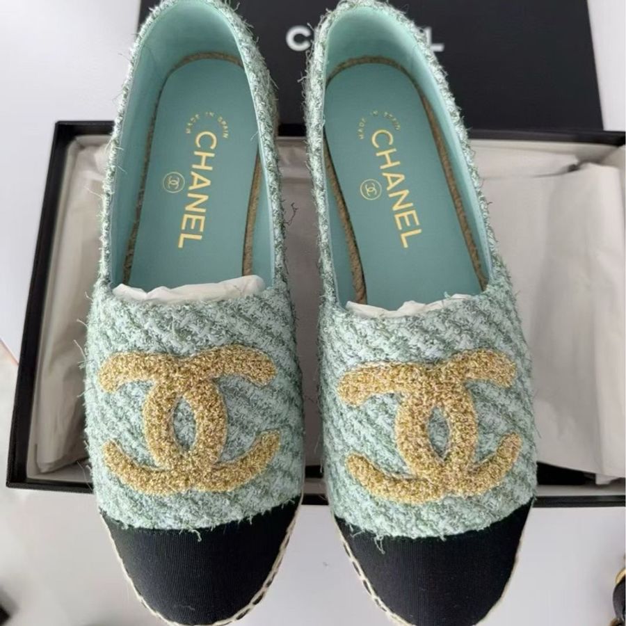 【全新品】chanel 香奈兒藍色漁夫鞋 36 平底休閒鞋-1