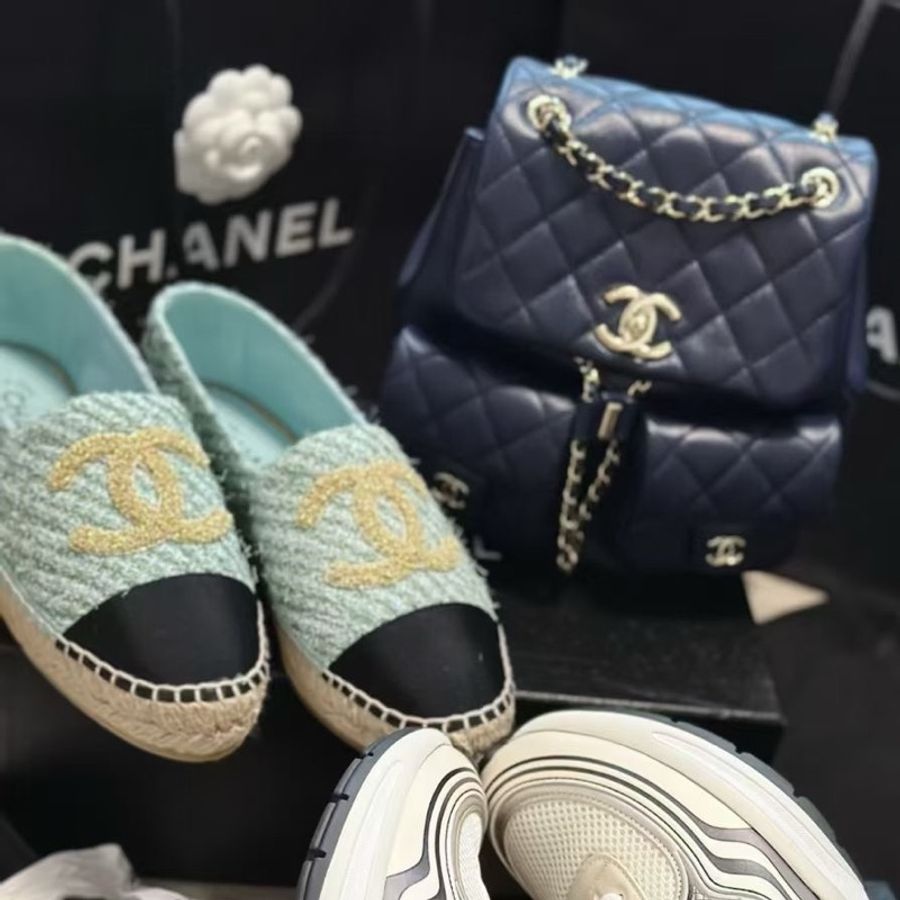 【全新品】chanel 香奈兒藍色漁夫鞋 36 平底休閒鞋-3