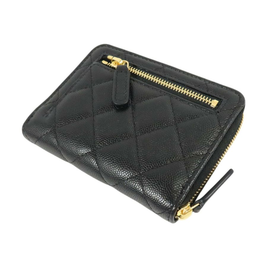 CHANEL 牛皮皮革Zipper Round Wallet金扣錢包-3