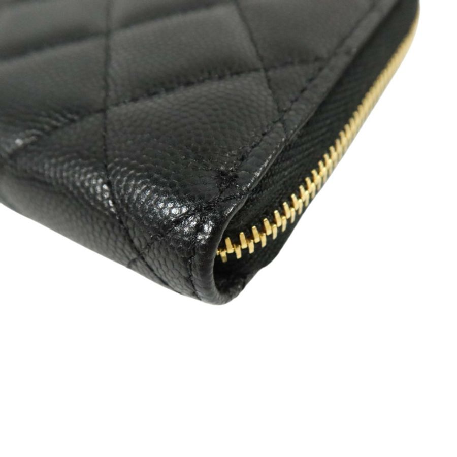 CHANEL 牛皮皮革Zipper Round Wallet金扣錢包-11