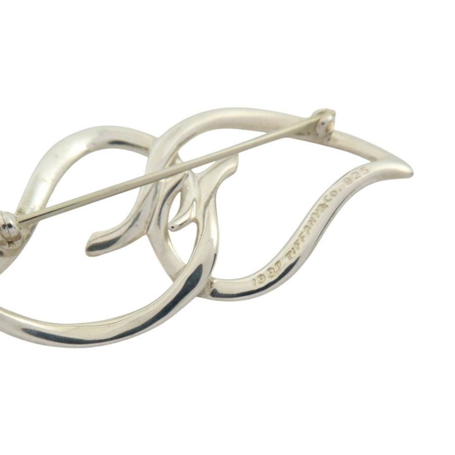TIFFANY&CO 925純銀Vintage Double Leaf Brooch銀扣胸針-2