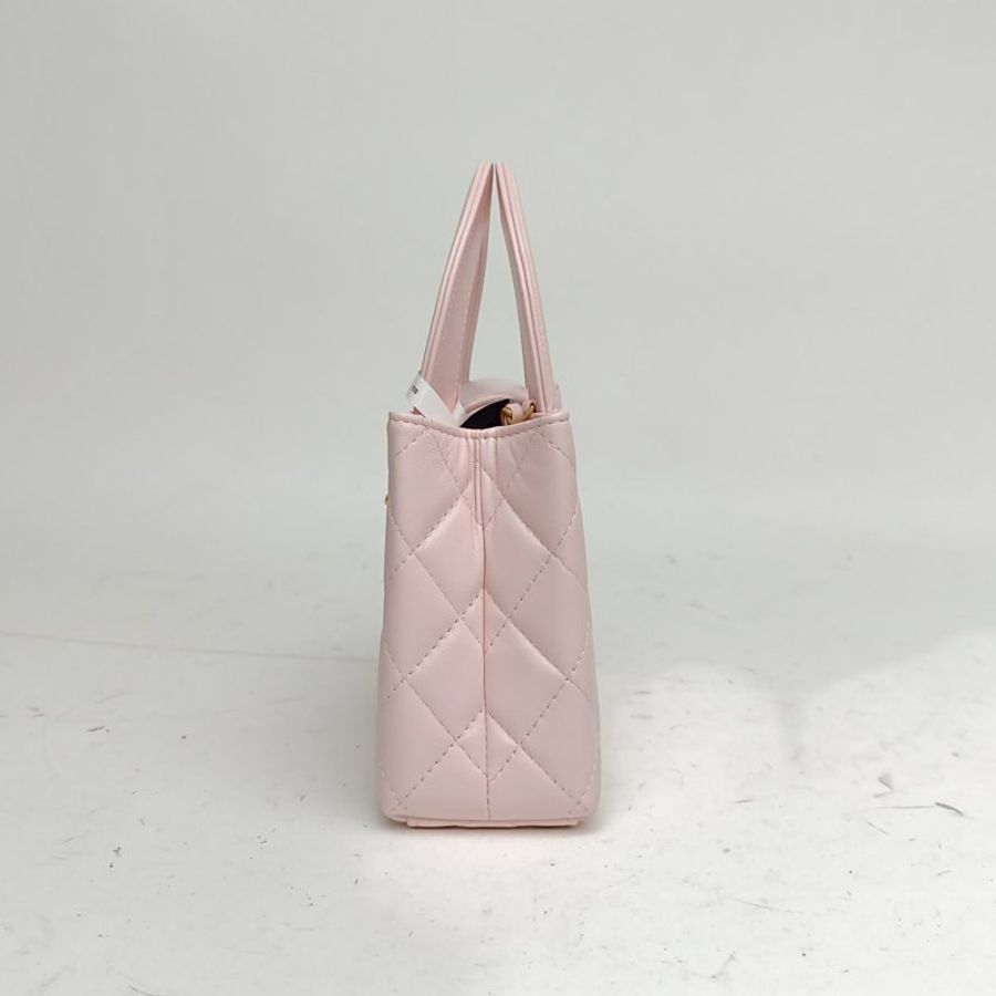 CHANEL Kelly鏈條手柄手提包粉色羊皮革晶片金扣肩背包-1