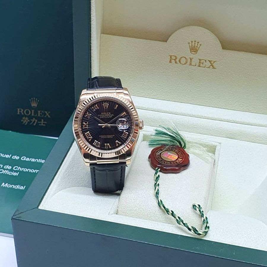 【大眾名錶】ROLEX勞力士116138 Datejust 蠔式18K 市場稀少 黑色太陽紋羅馬面盤 原廠錶扣 錶徑36mm 自動上鍊 大眾名錶B1454-2