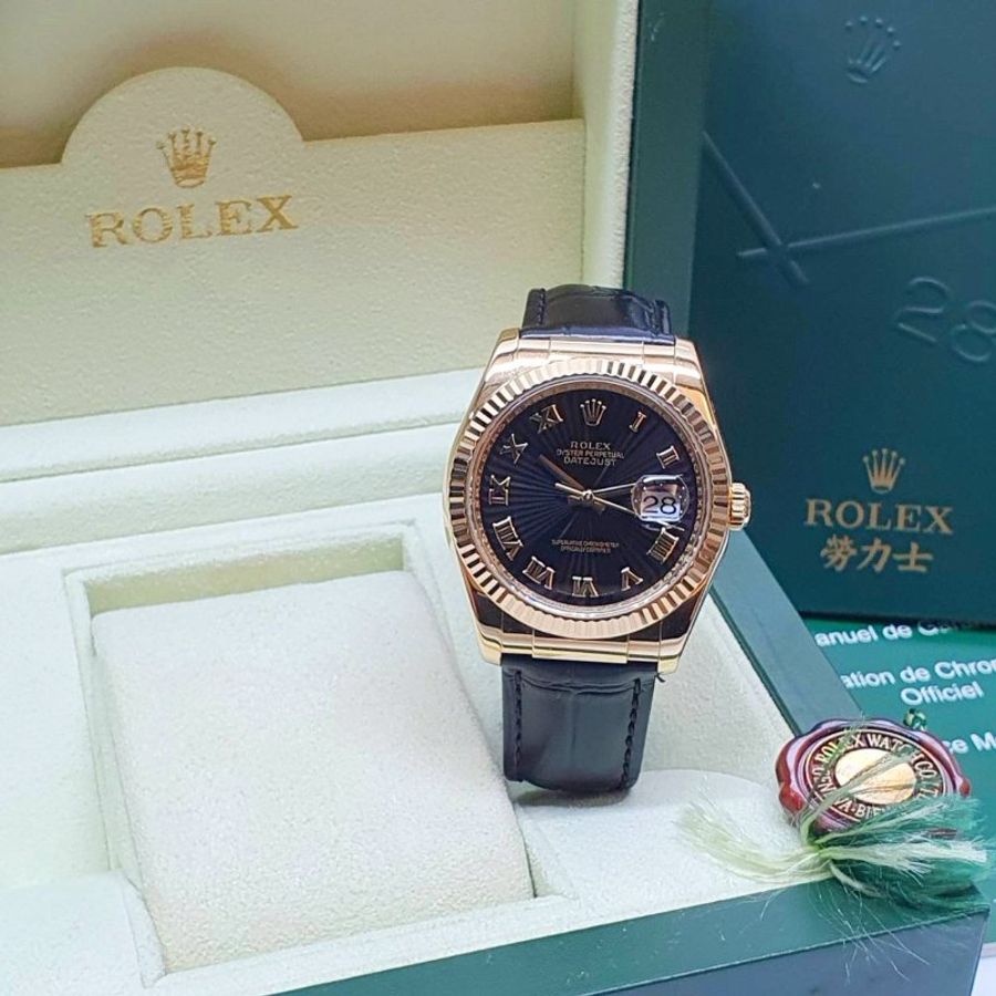 【大眾名錶】ROLEX勞力士116138 Datejust 蠔式18K 市場稀少 黑色太陽紋羅馬面盤 原廠錶扣 錶徑36mm 自動上鍊 大眾名錶B1454-4
