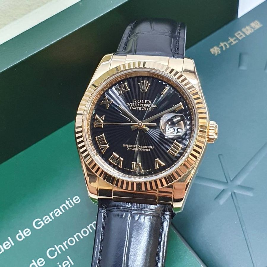 【大眾名錶】ROLEX勞力士116138 Datejust 蠔式18K 市場稀少 黑色太陽紋羅馬面盤 原廠錶扣 錶徑36mm 自動上鍊 大眾名錶B1454-7
