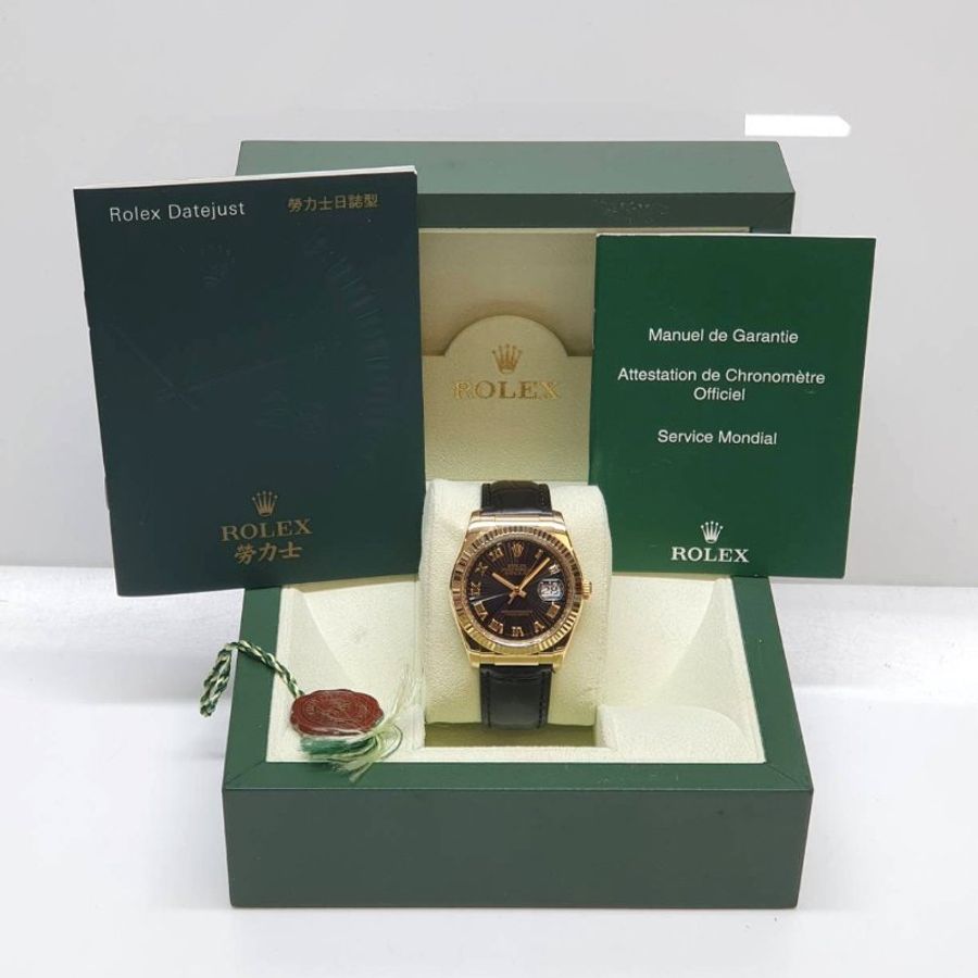 【大眾名錶】ROLEX勞力士116138 Datejust 蠔式18K 市場稀少 黑色太陽紋羅馬面盤 原廠錶扣 錶徑36mm 自動上鍊 大眾名錶B1454-8