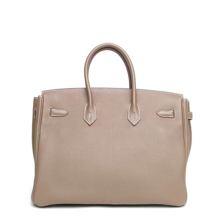 HERMES Birkin35大象灰Togo皮框L銀扣肩背包-2