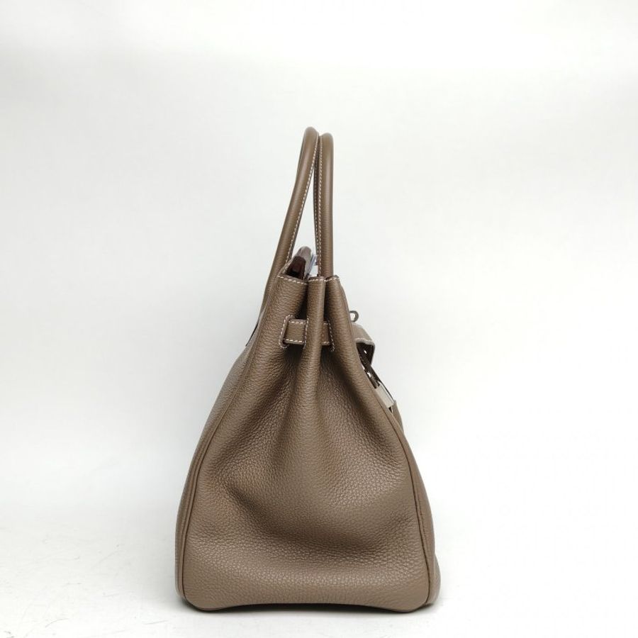 HERMES Birkin35大象灰Togo皮框L銀扣肩背包-3