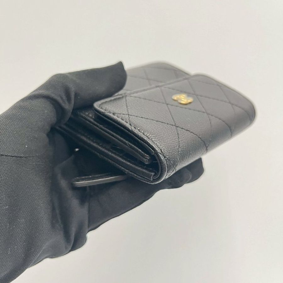 Chanel 三摺黑金短夾 荔枝皮-8