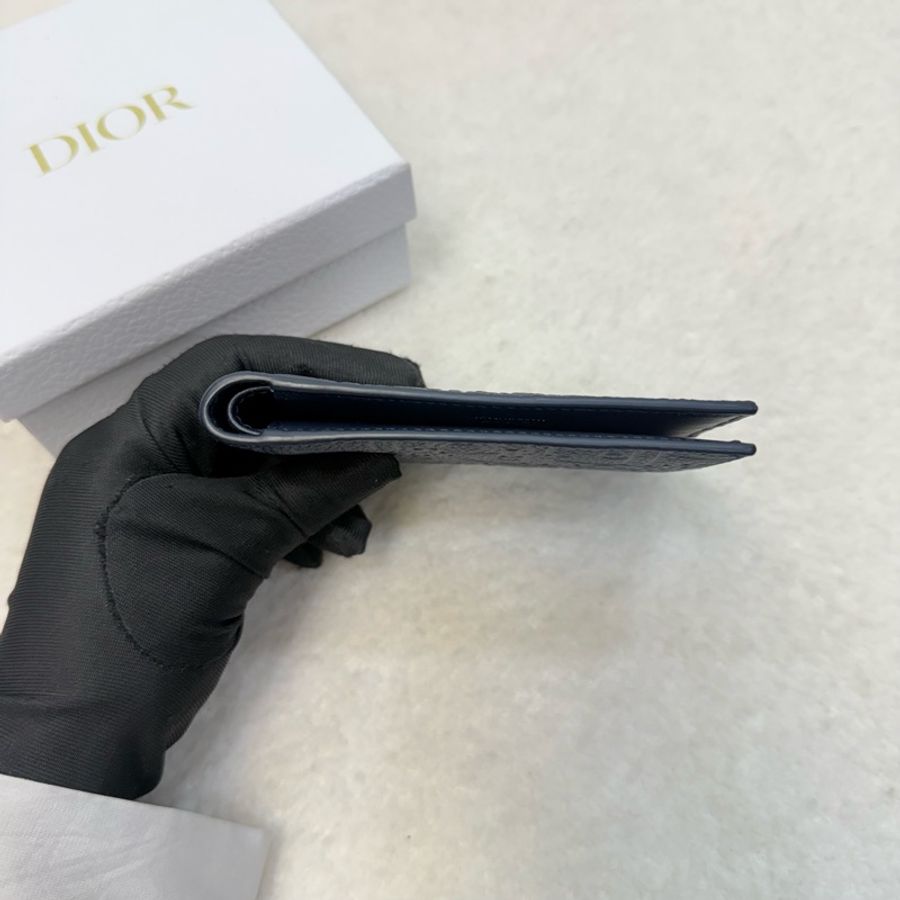 Dior海軍藍Gravity牛皮對開短夾-5