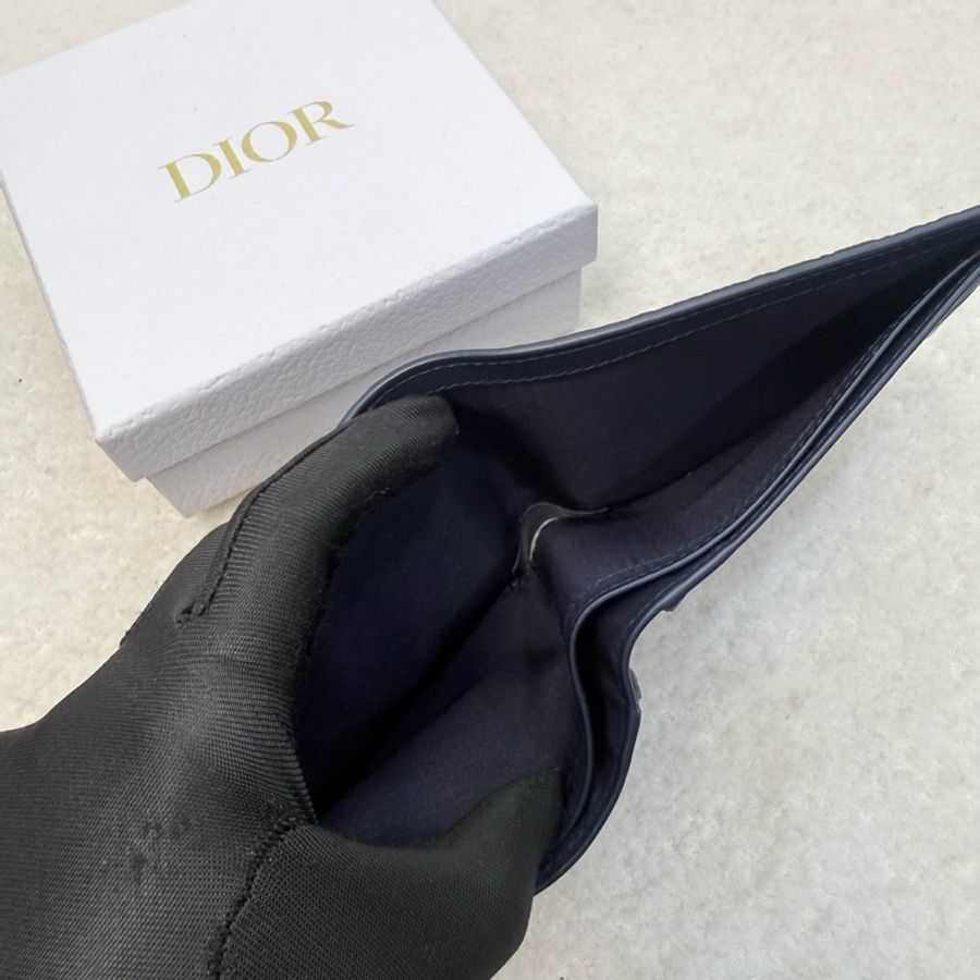 Dior海軍藍Gravity牛皮對開短夾-7