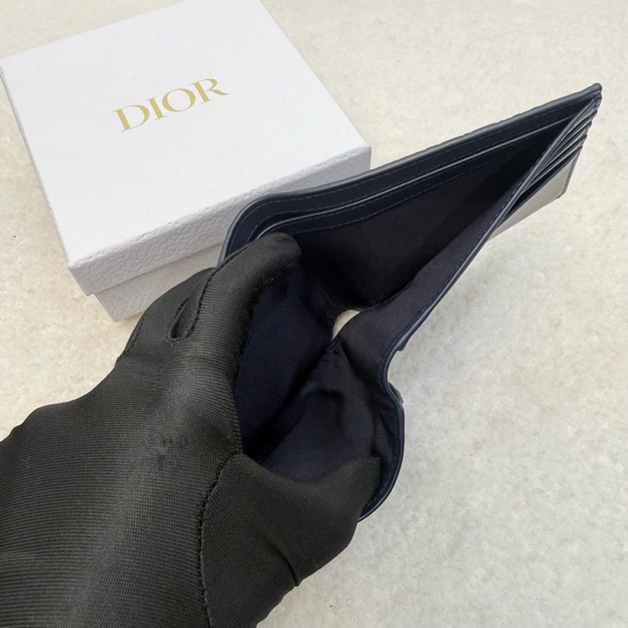 Dior海軍藍Gravity牛皮對開短夾-8