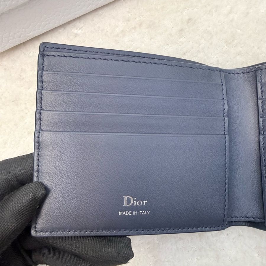 Dior海軍藍Gravity牛皮對開短夾-17