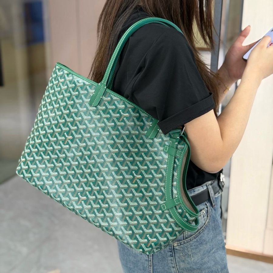 Goyard戈雅 Chien Gris綠色寵物包單肩包-9