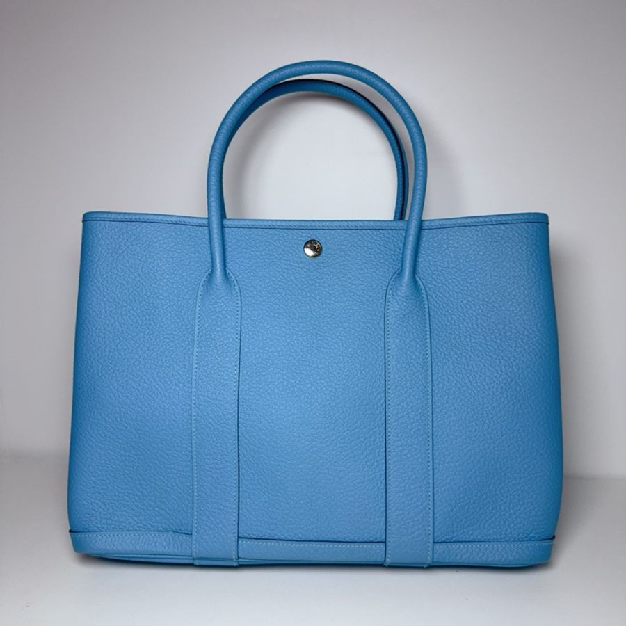 Hermes 愛馬仕 garden pary36 花園36手提包 藍色 銀扣-1
