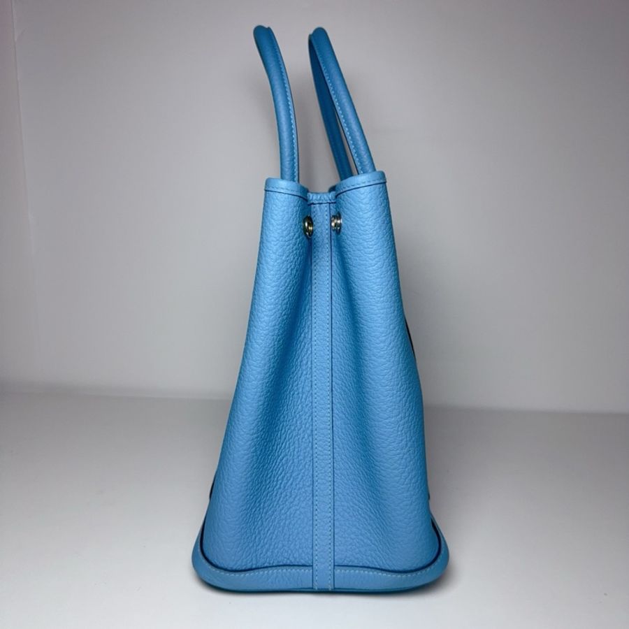 Hermes 愛馬仕 garden pary36 花園36手提包 藍色 銀扣-3