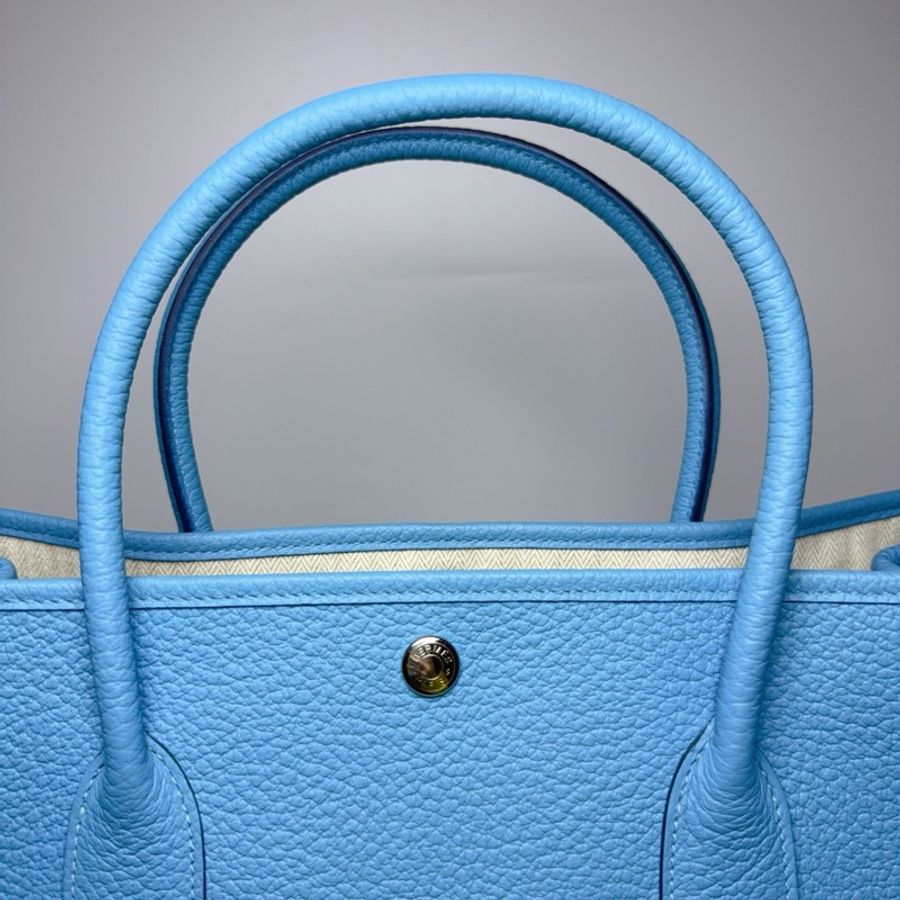 Hermes 愛馬仕 garden pary36 花園36手提包 藍色 銀扣-6