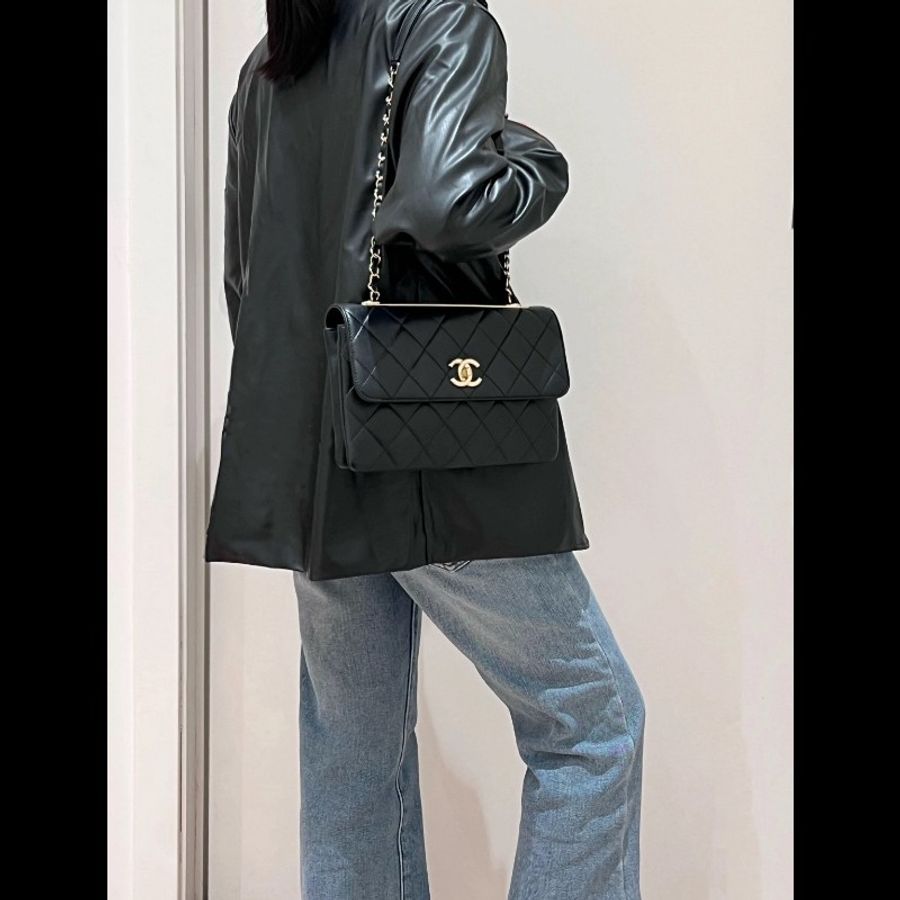 Chanel香奈兒橫版Trendy CC黑金-0